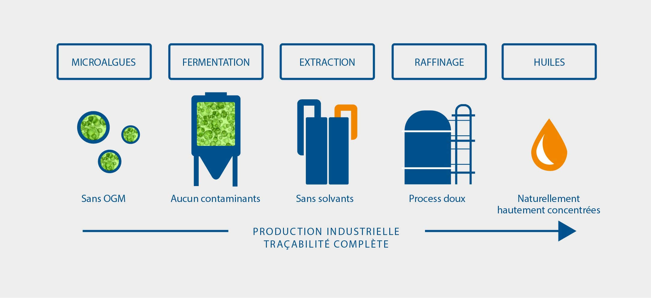 Chaine fabrication huile omega-3 issu de microalgues